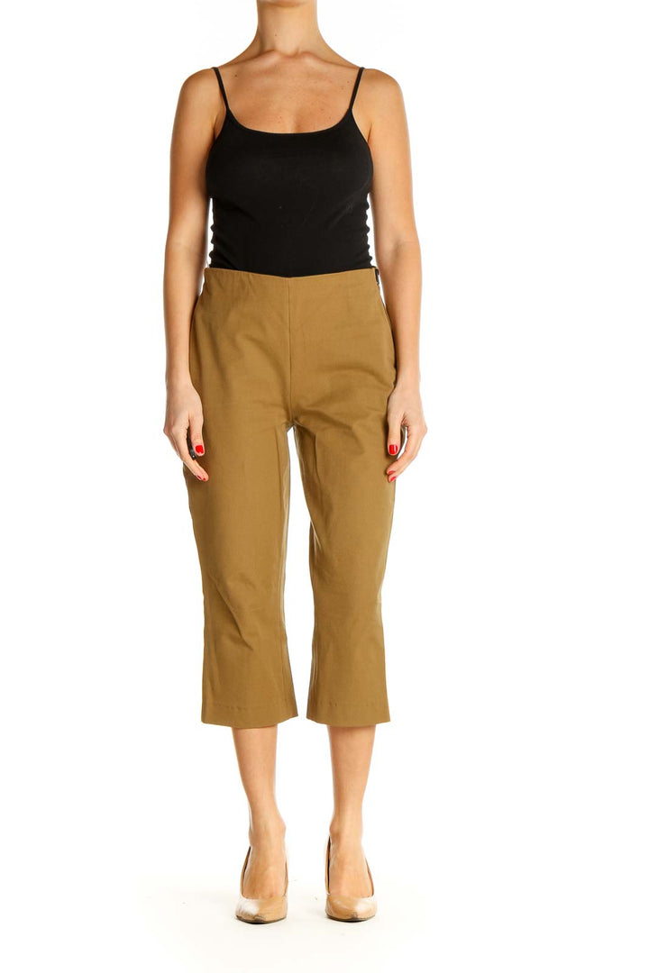 Brown Solid All Day Wear Capri Pants