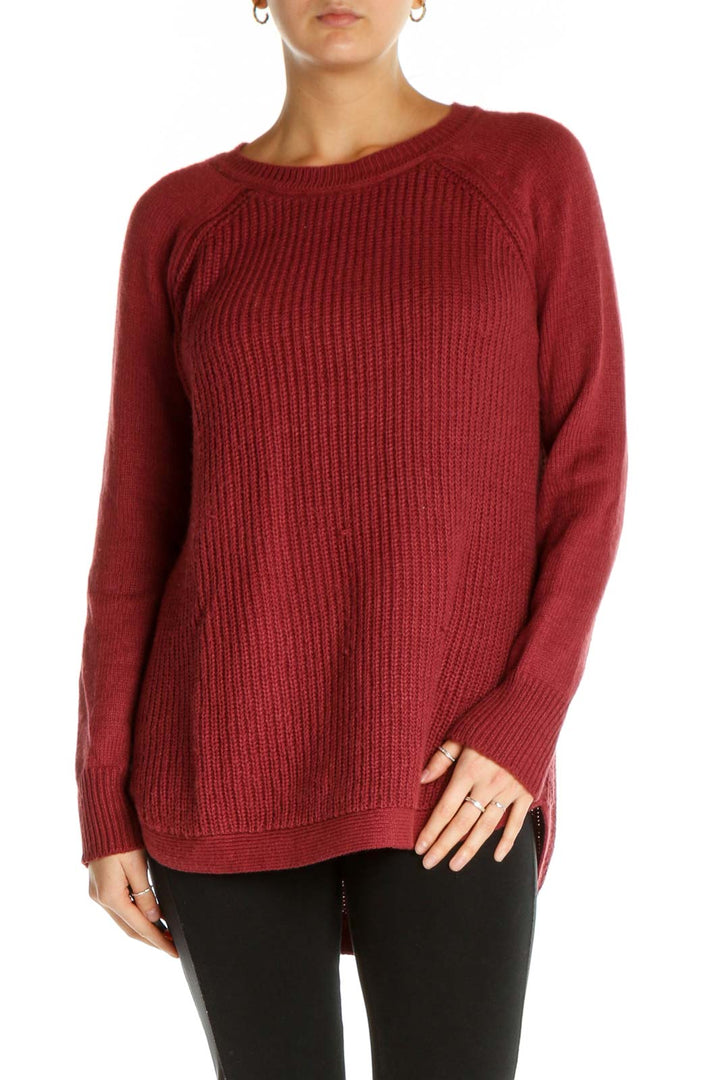 Red Textured All Day Wear Sweater