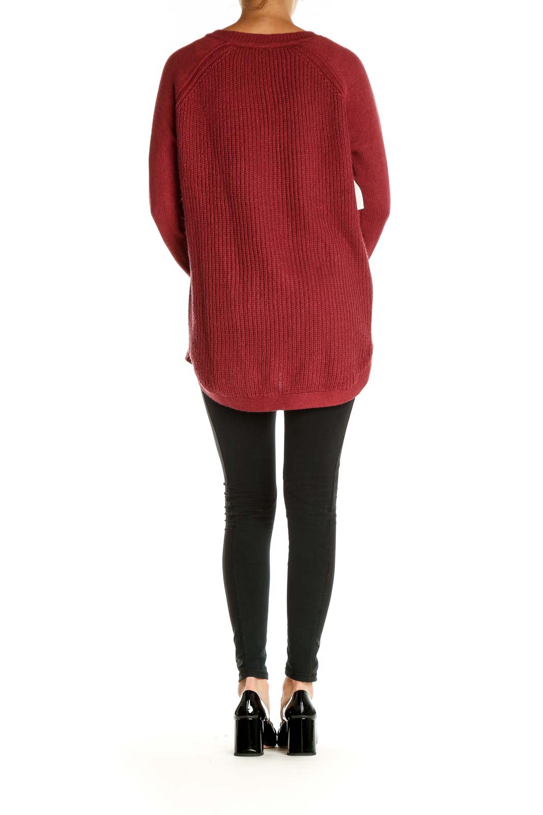 Red Textured All Day Wear Sweater