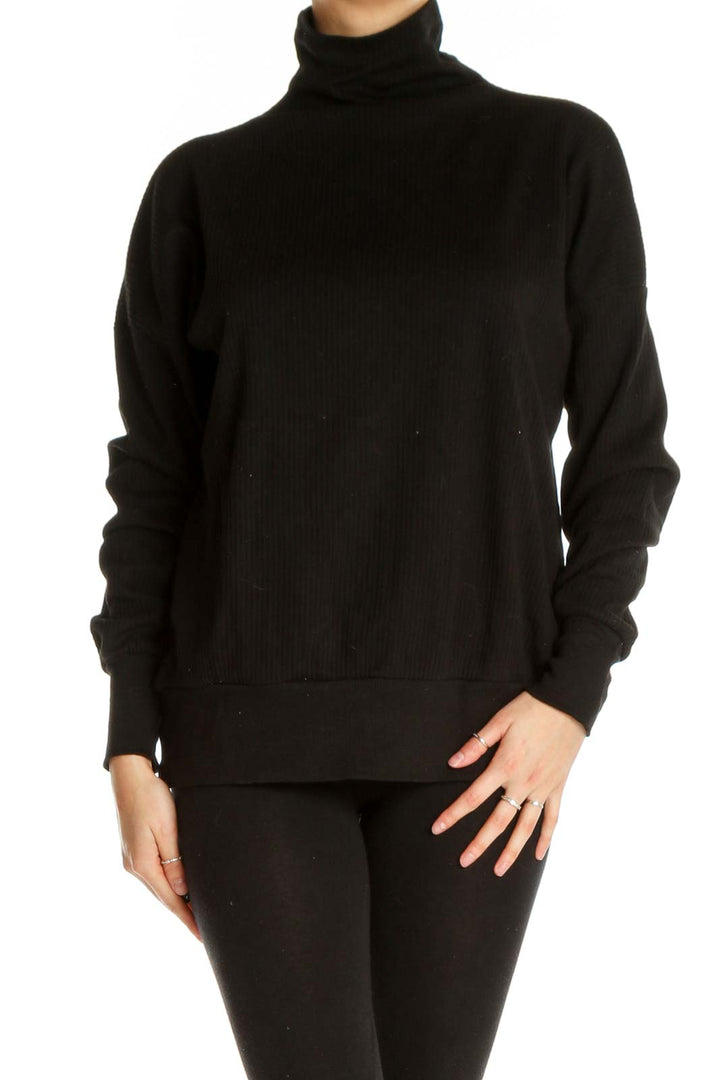 Black Solid All Day Wear Sweater