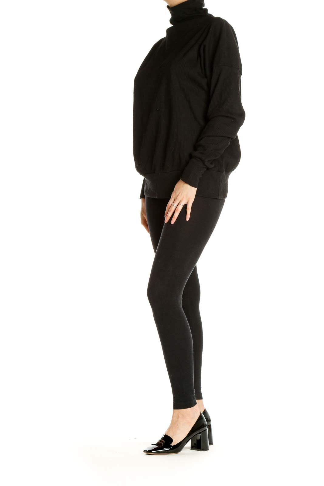 Black Solid All Day Wear Sweater