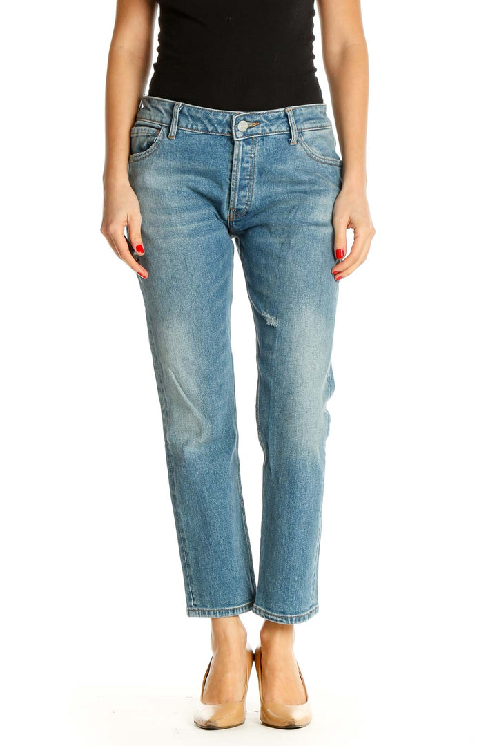 Blue Straight Leg Jeans