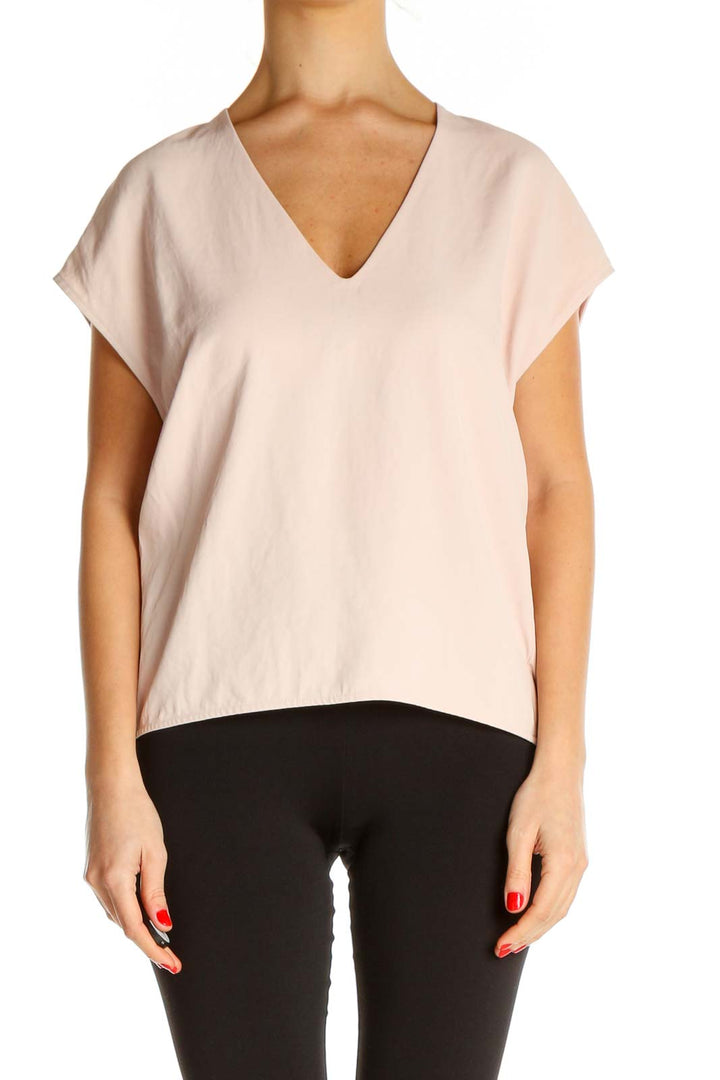 Pink Solid Casual T-Shirt