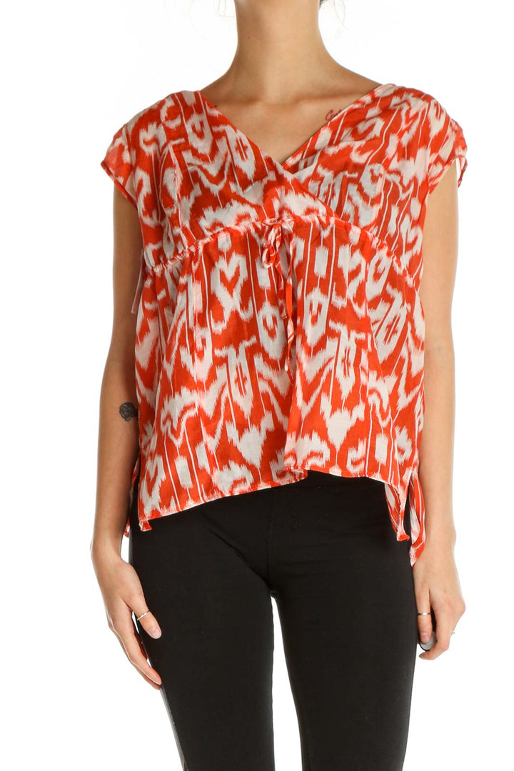 Red Printed Retro Blouse