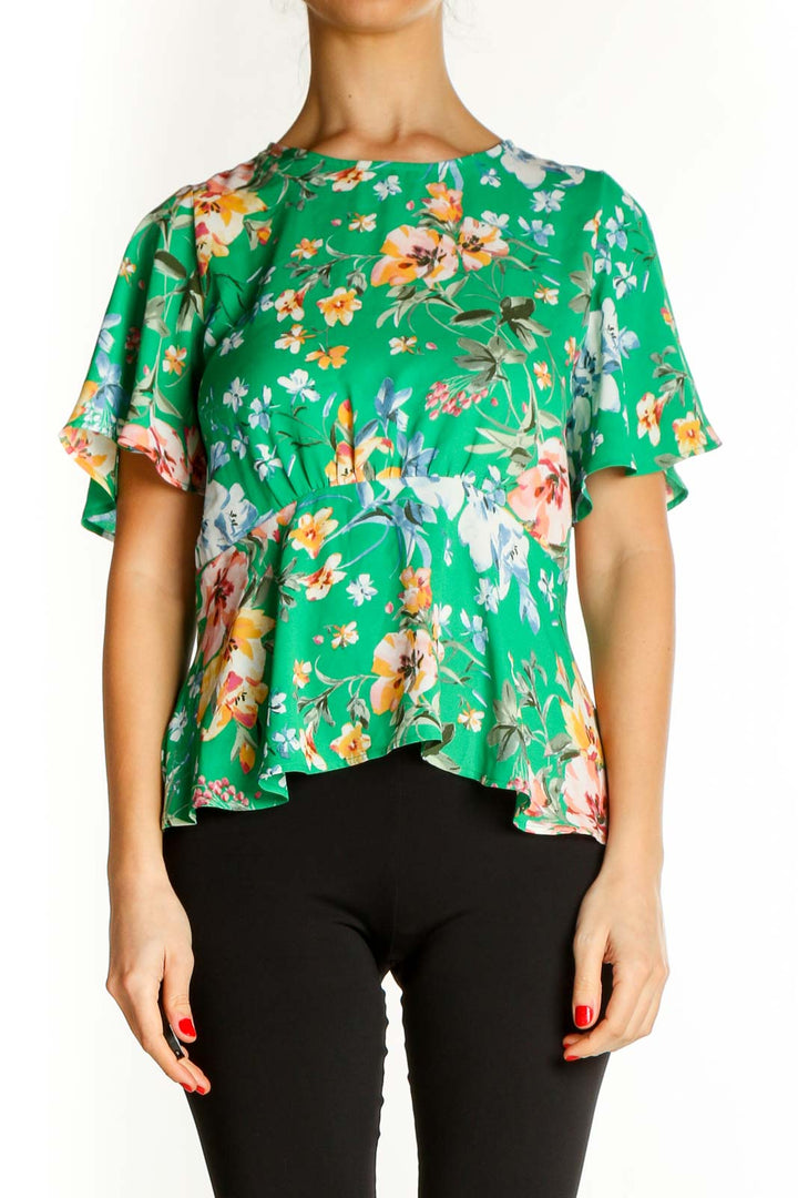 Green Floral Print All Day Wear Blouse