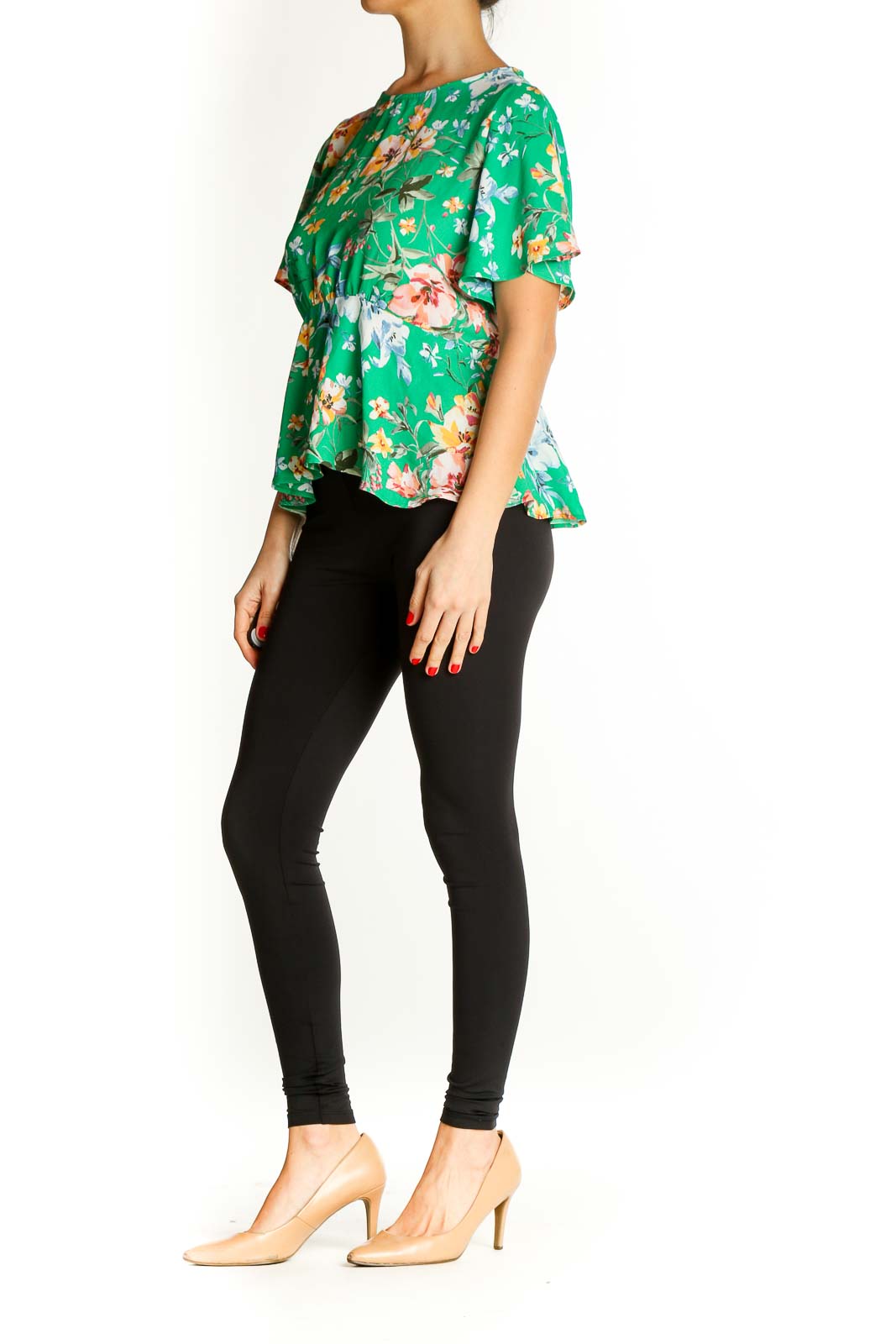 Green Floral Print All Day Wear Blouse