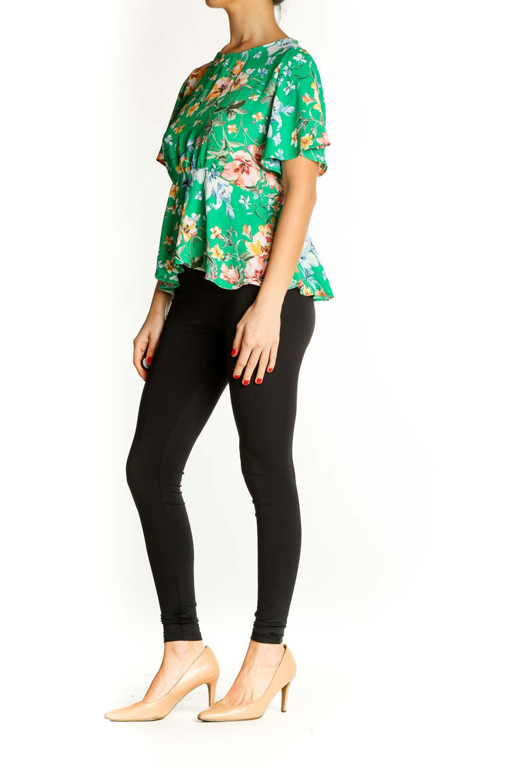 Green Floral Print All Day Wear Blouse