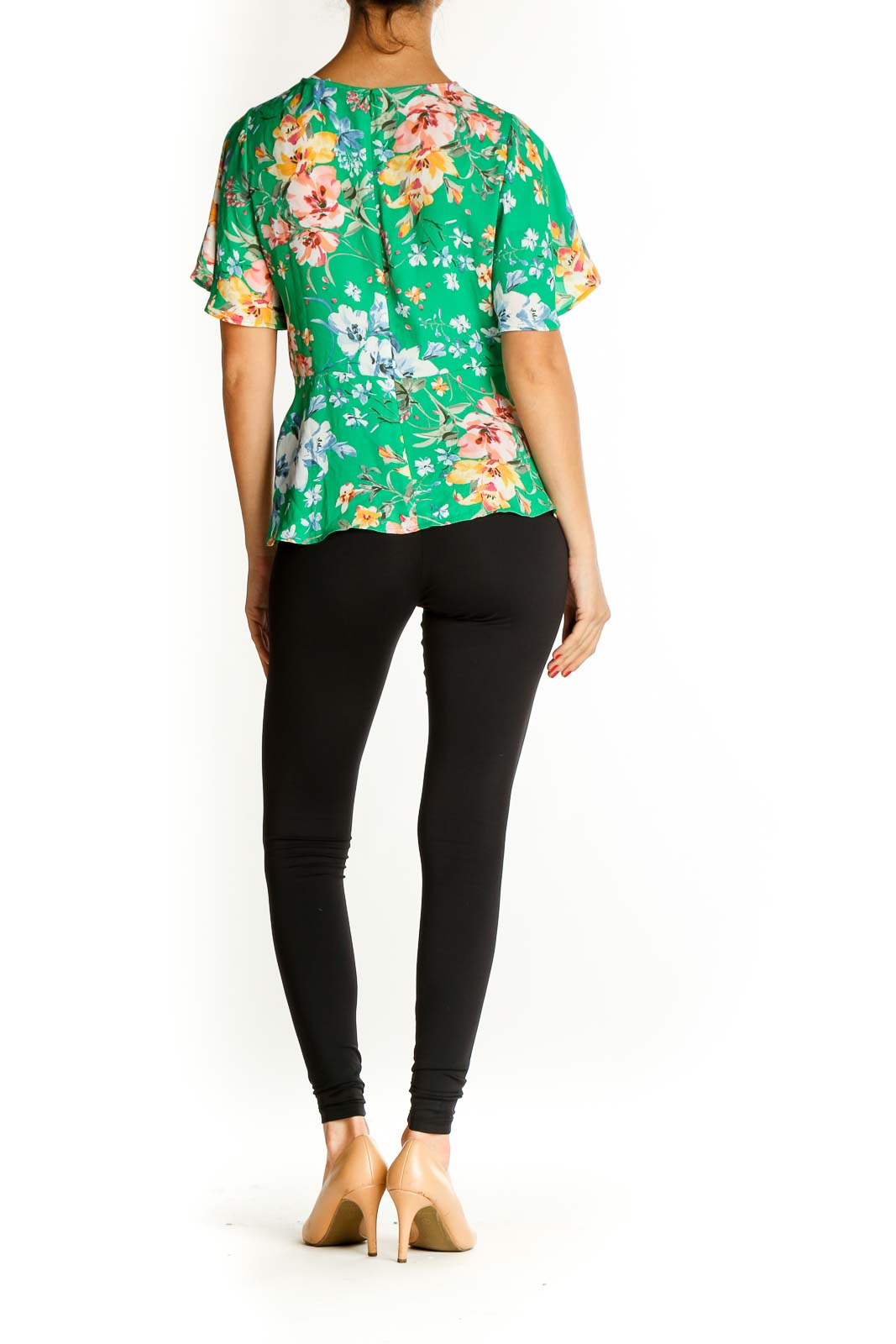 Green Floral Print All Day Wear Blouse