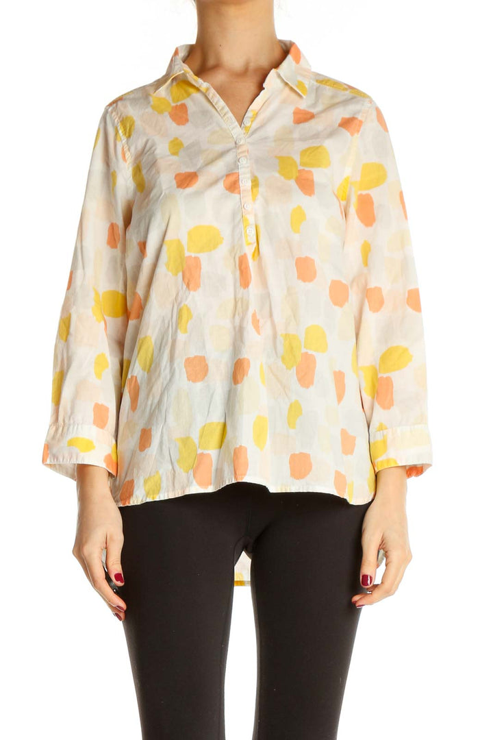 Beige Object Print All Day Wear Shirt