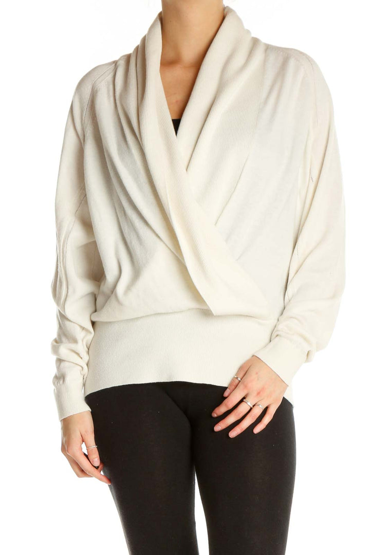 Beige Solid All Day Wear Sweater