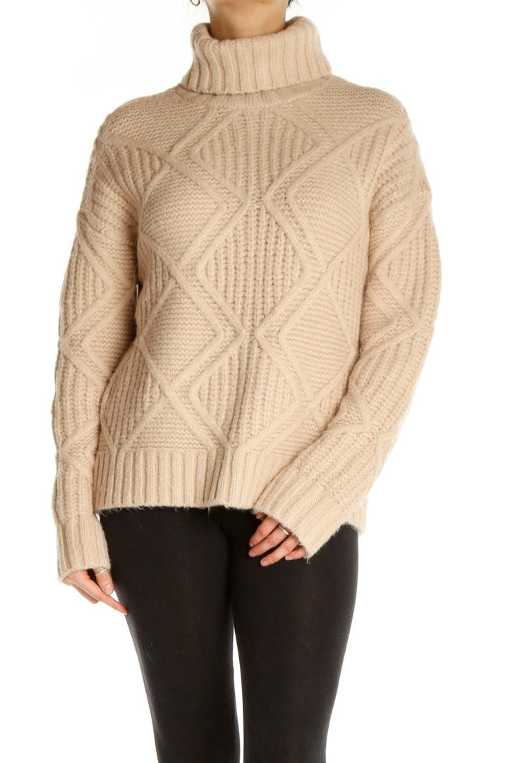 Beige Textured All Day Wear Sweater