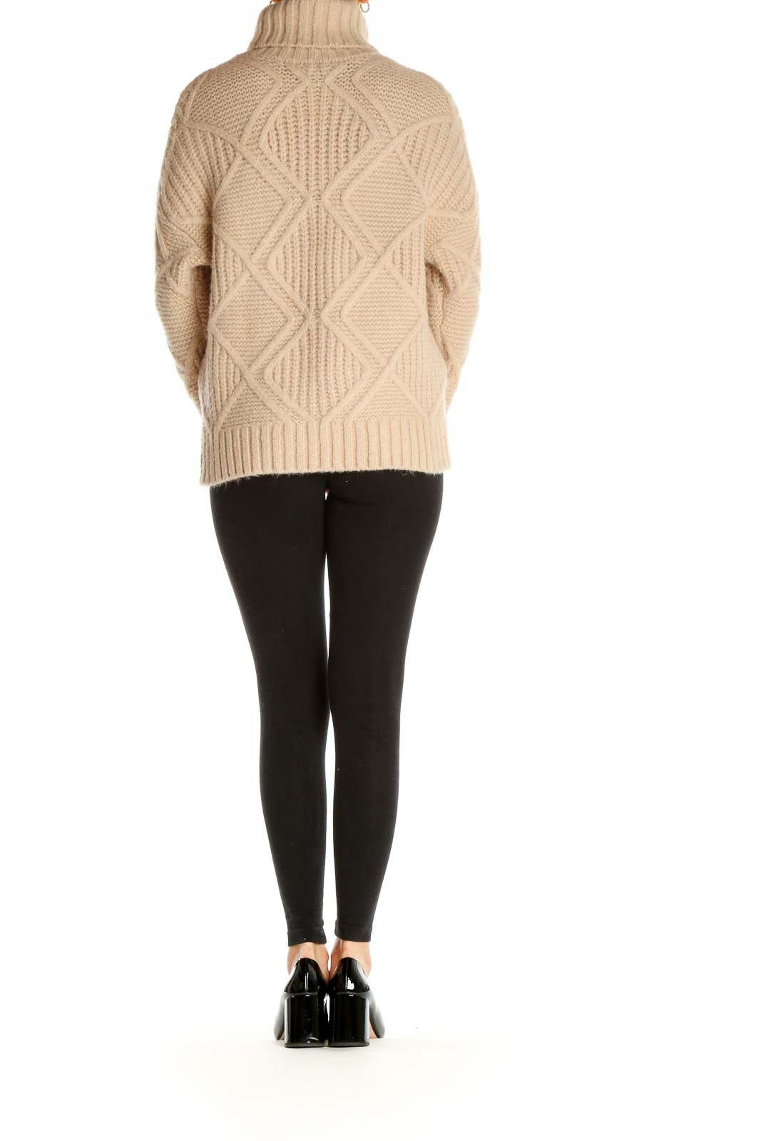 Beige Textured All Day Wear Sweater