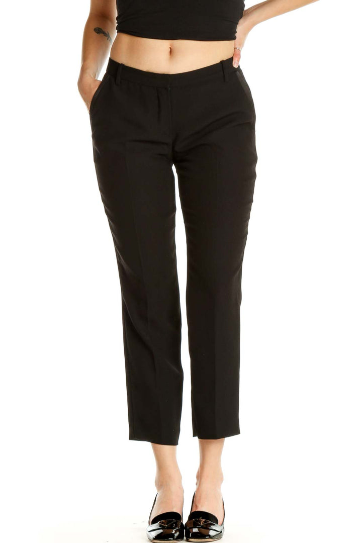 Black Solid Classic Trousers