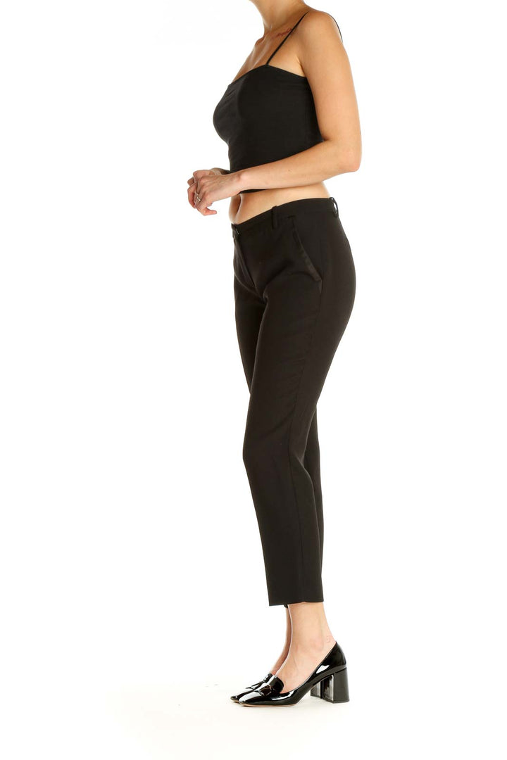 Black Solid Classic Trousers