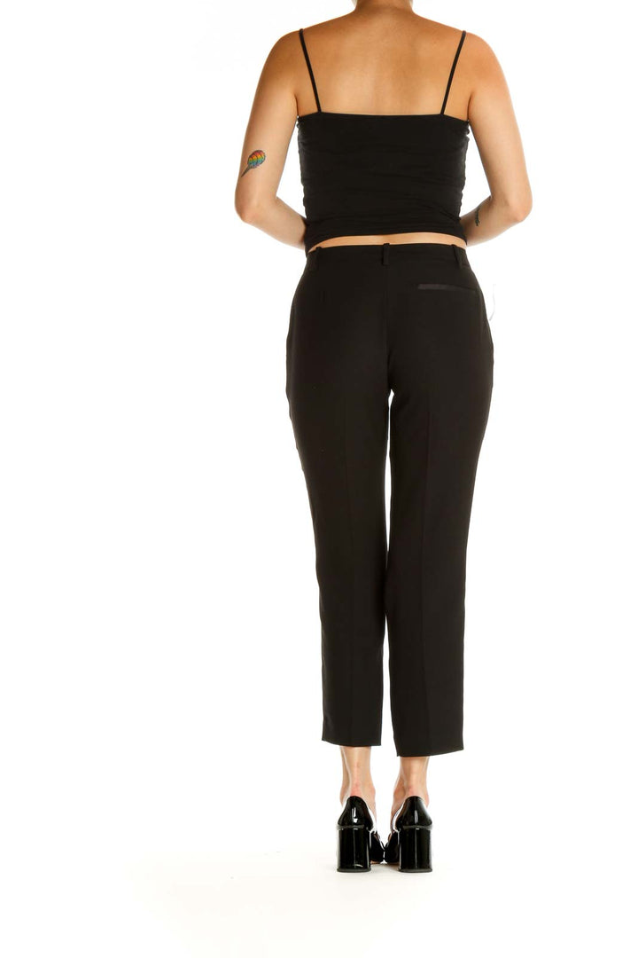 Black Solid Classic Trousers