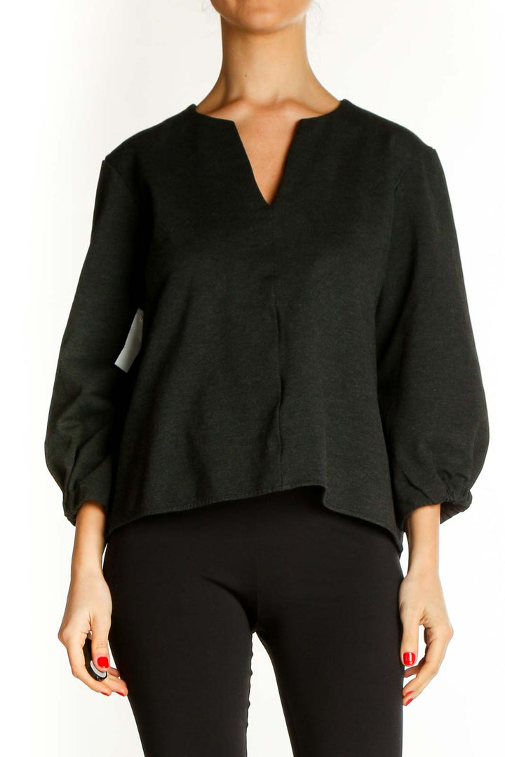 Black Solid All Day Wear Blouse