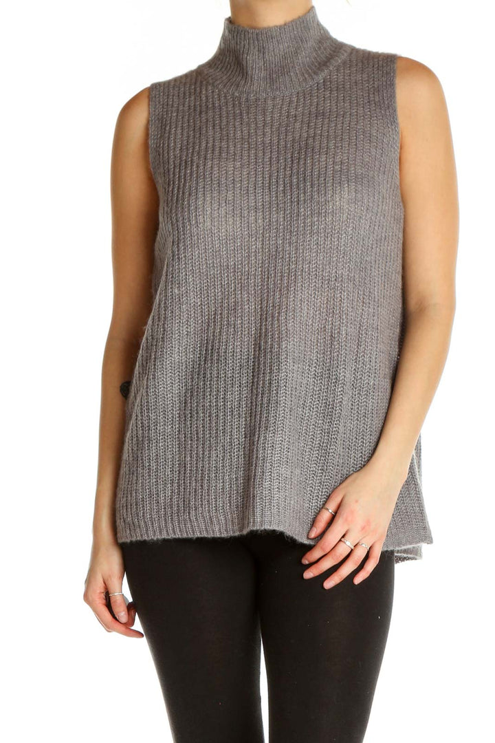 Gray Textured All Day Wear Sweater