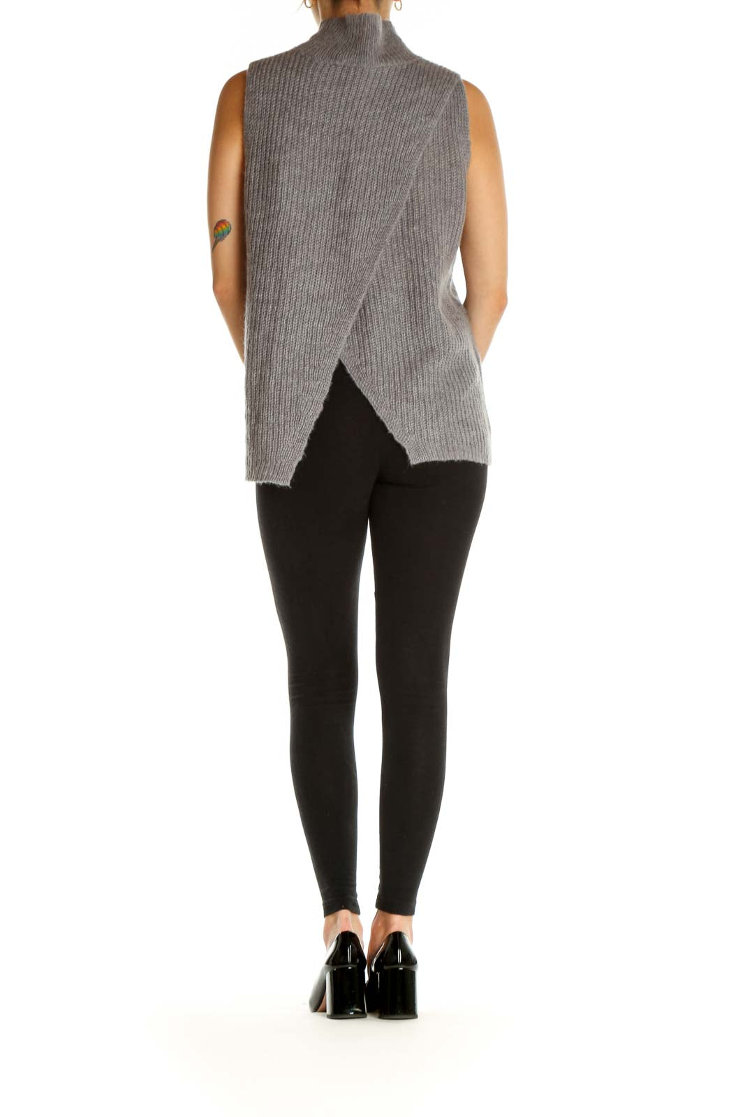 Gray Textured All Day Wear Sweater