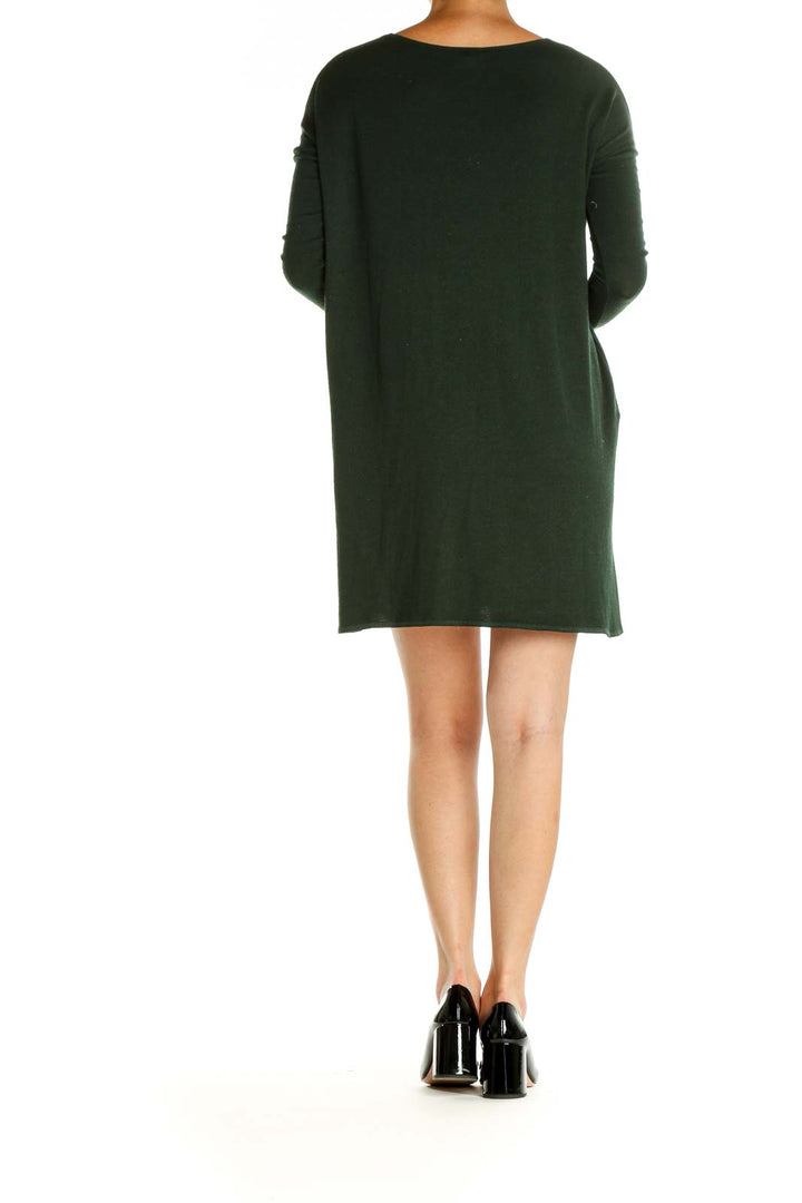 Green Solid Classic Fit & Flare Dress