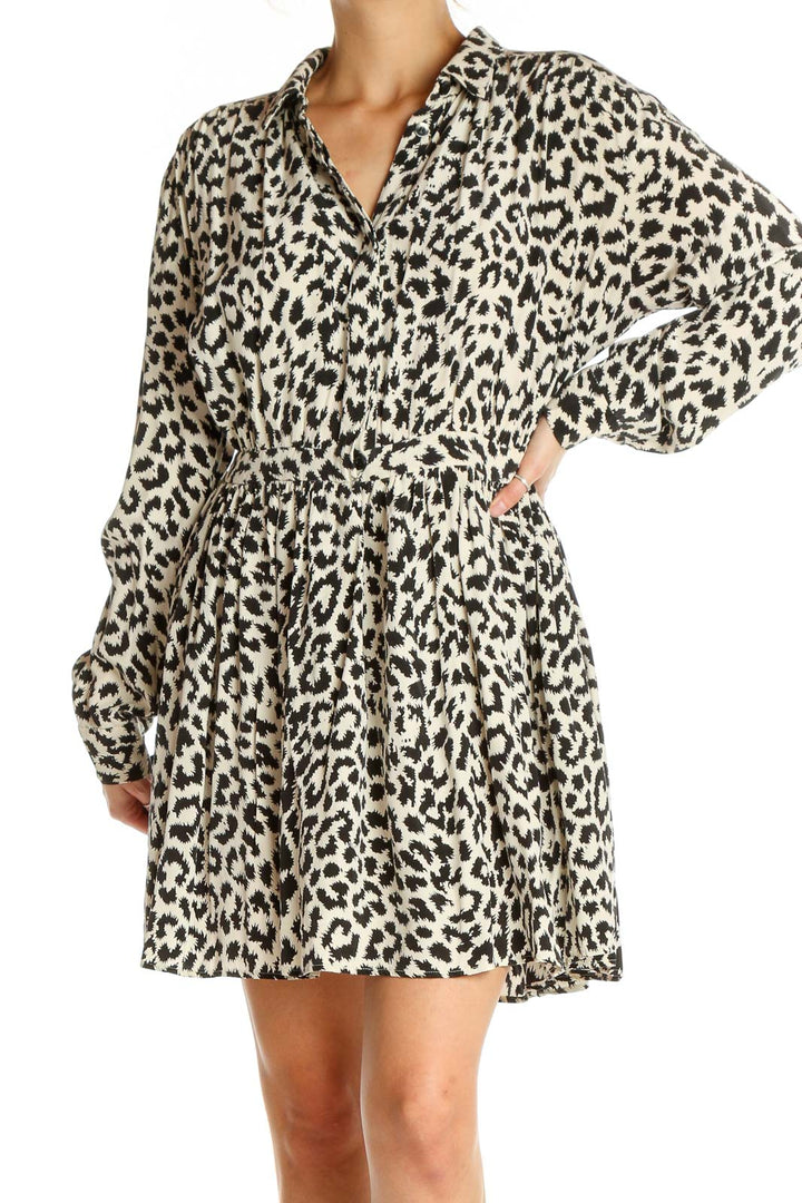 Beige Animal Print Bohemian Fit & Flare Dress