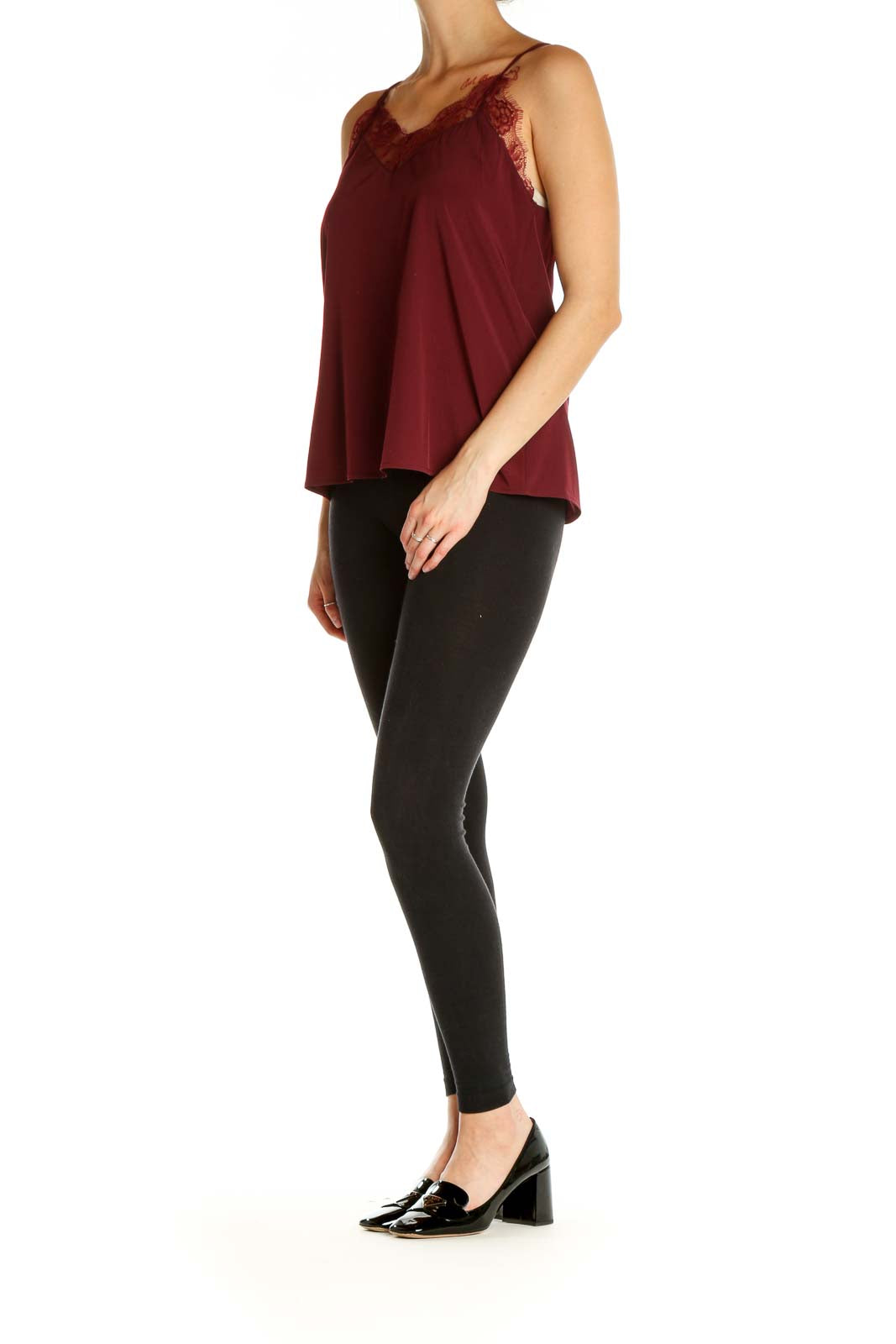 Red Solid Casual Top