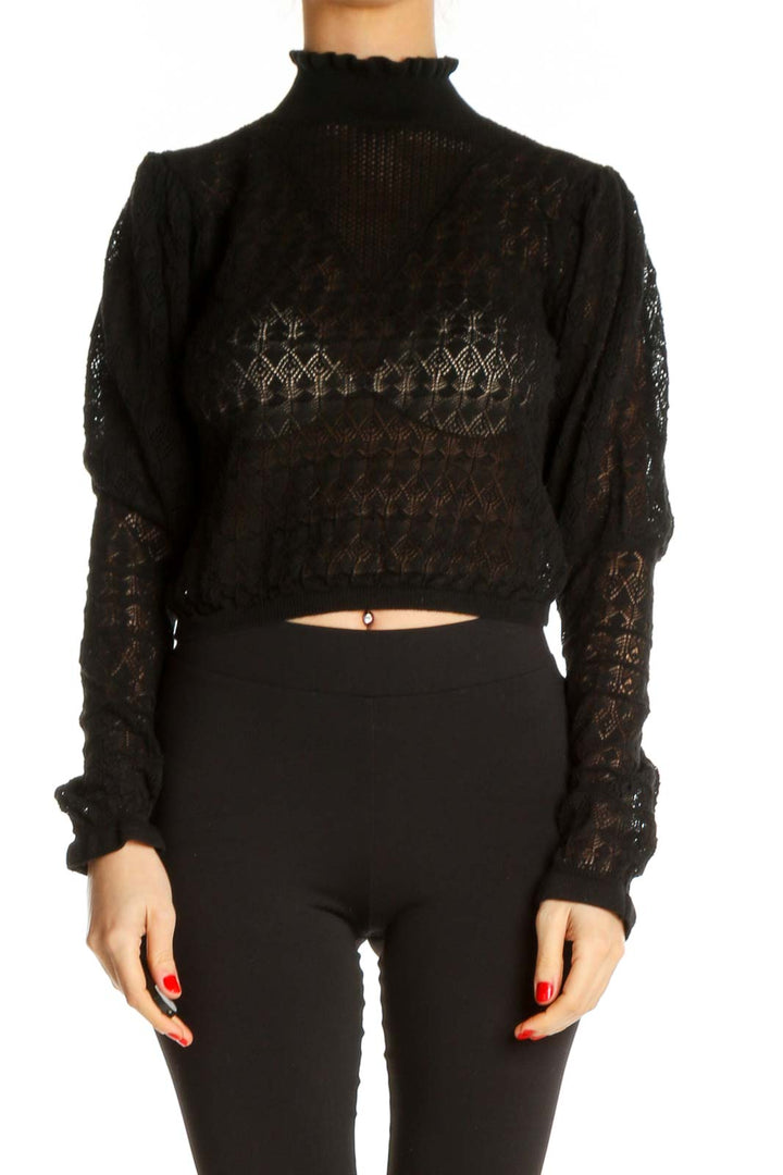 Black Textured All Day Wear Sweater