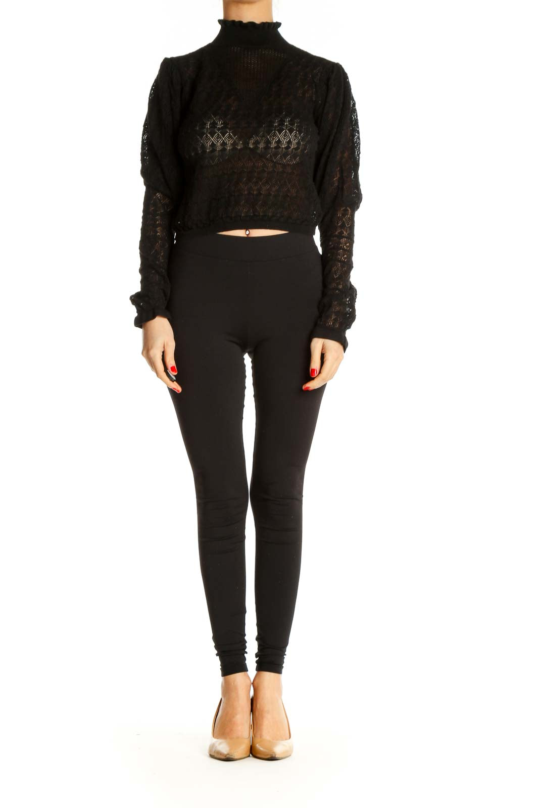 Black Textured All Day Wear Sweater