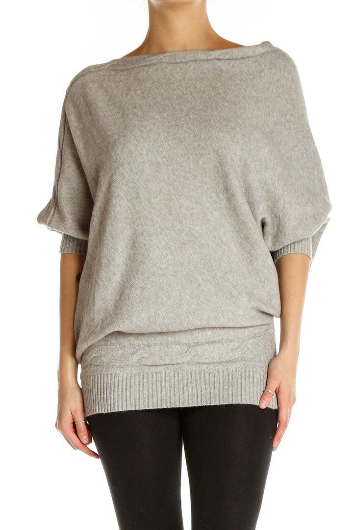 Gray Textured All Day Wear Sweater