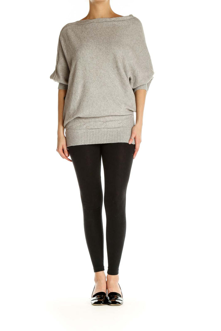 Gray Textured All Day Wear Sweater