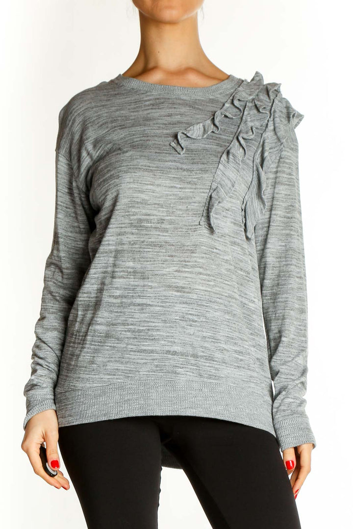 Gray Textured All Day Wear Sweater