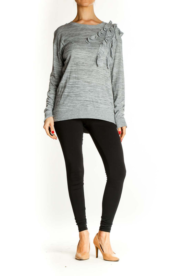 Gray Textured All Day Wear Sweater