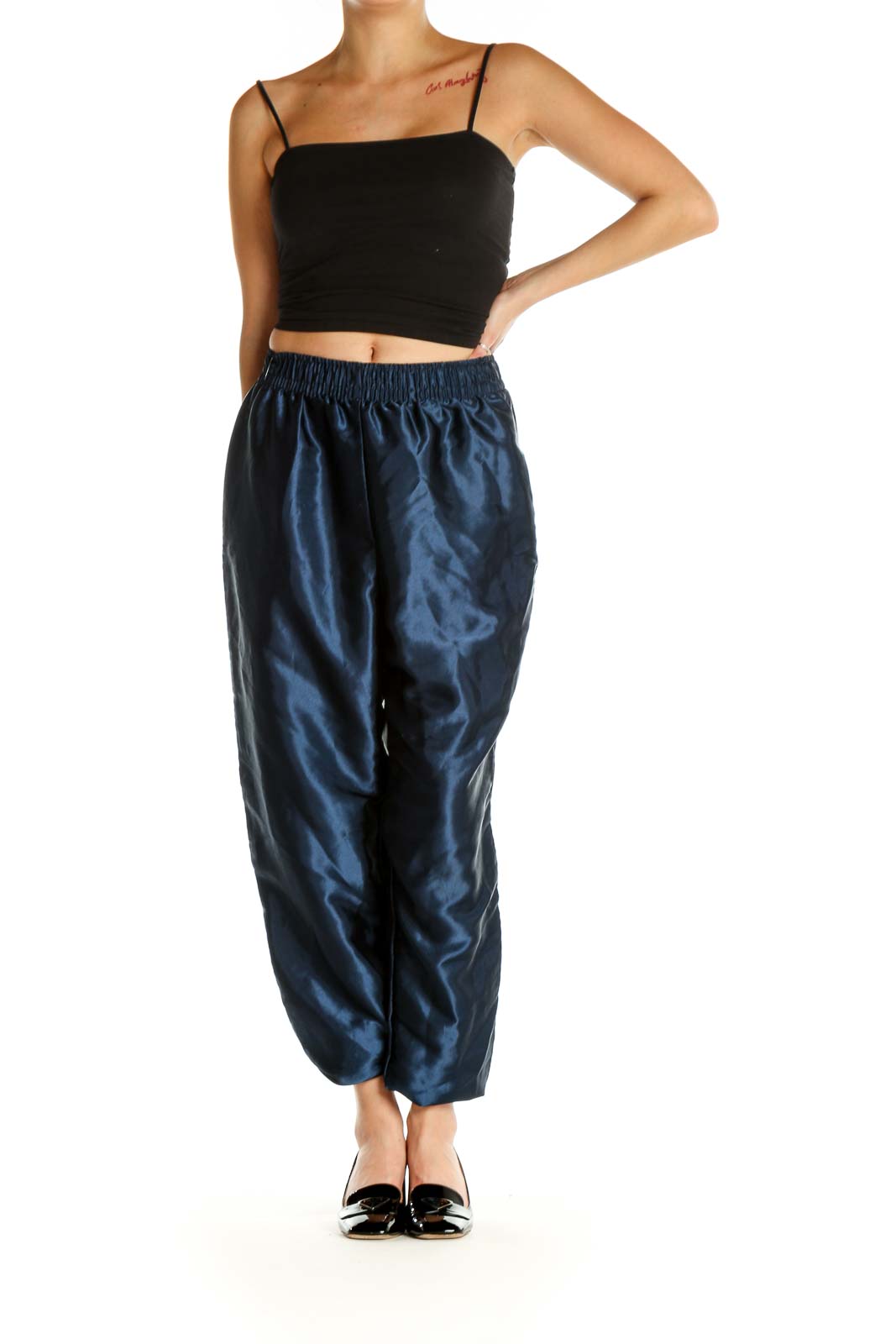 Blue Textured All Day Wear Trousers