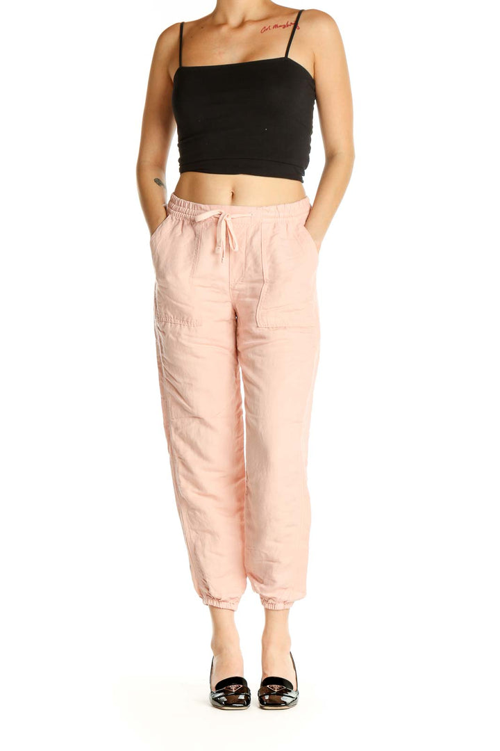 Pink Solid All Day Wear Capri Pants