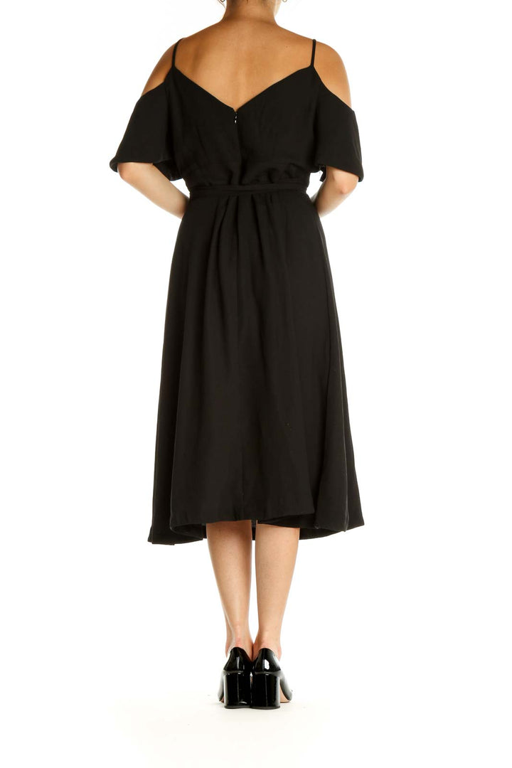 Black Solid Classic Fit & Flare Dress