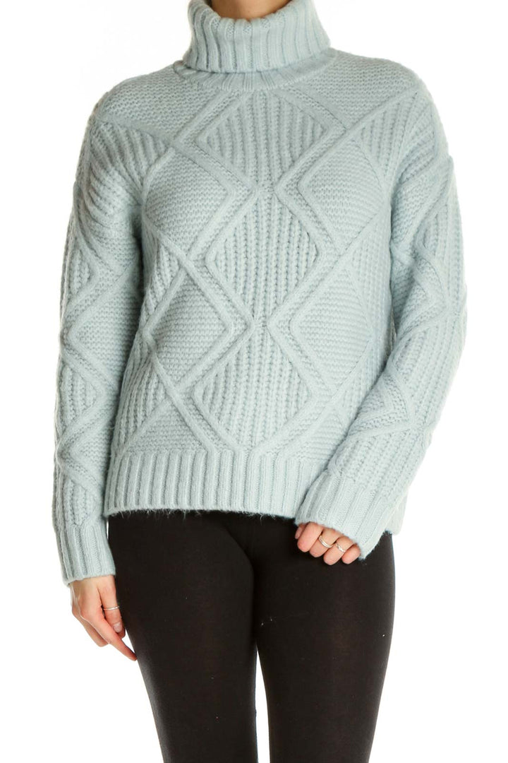 Blue Textured All Day Wear Sweater