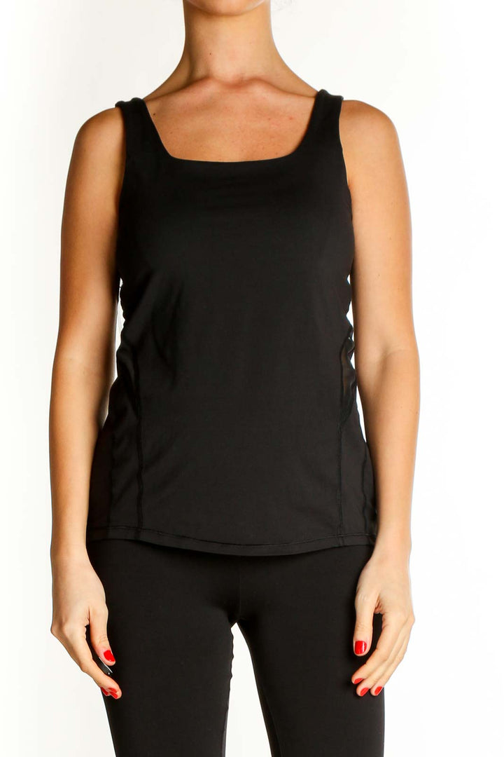 Black Solid Casual Tank Top