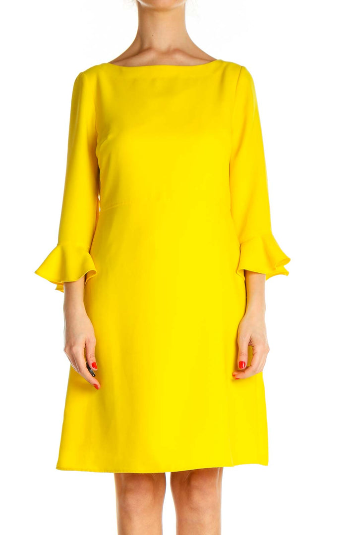 Yellow Solid Classic Shift Dress