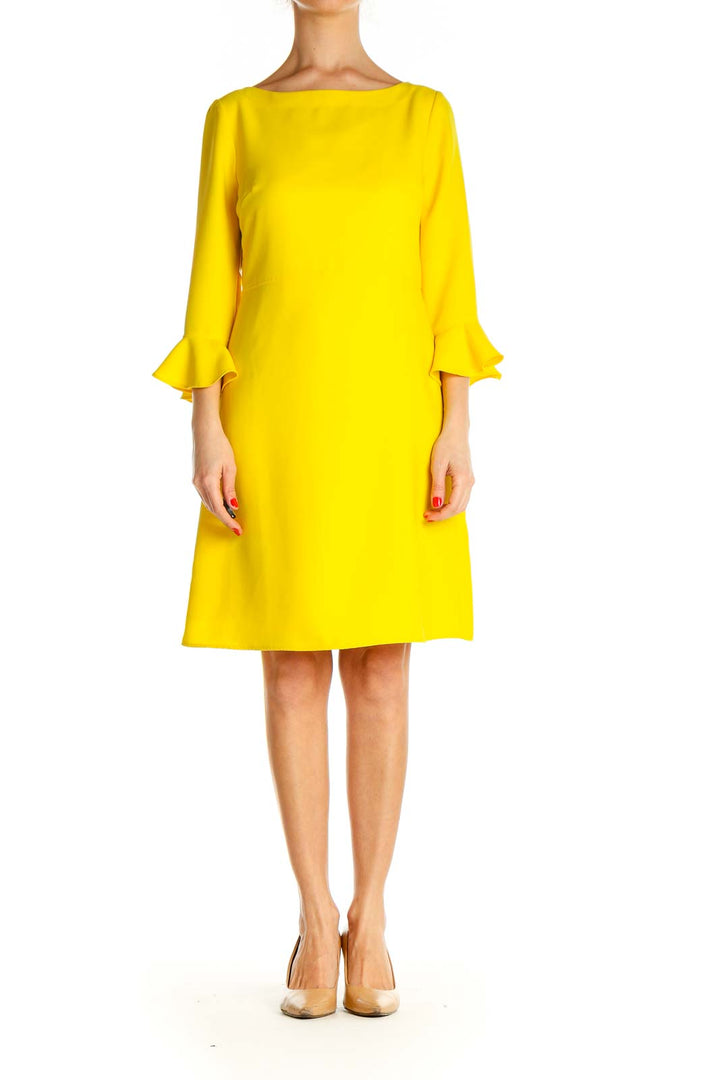 Yellow Solid Classic Shift Dress