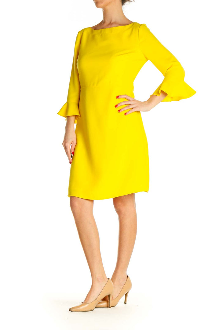 Yellow Solid Classic Shift Dress