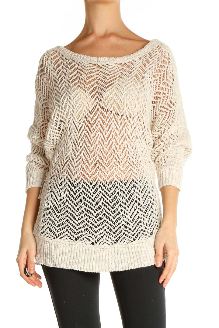 Beige Chevron All Day Wear Sweater