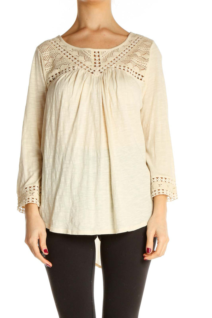 Beige Solid Blouse