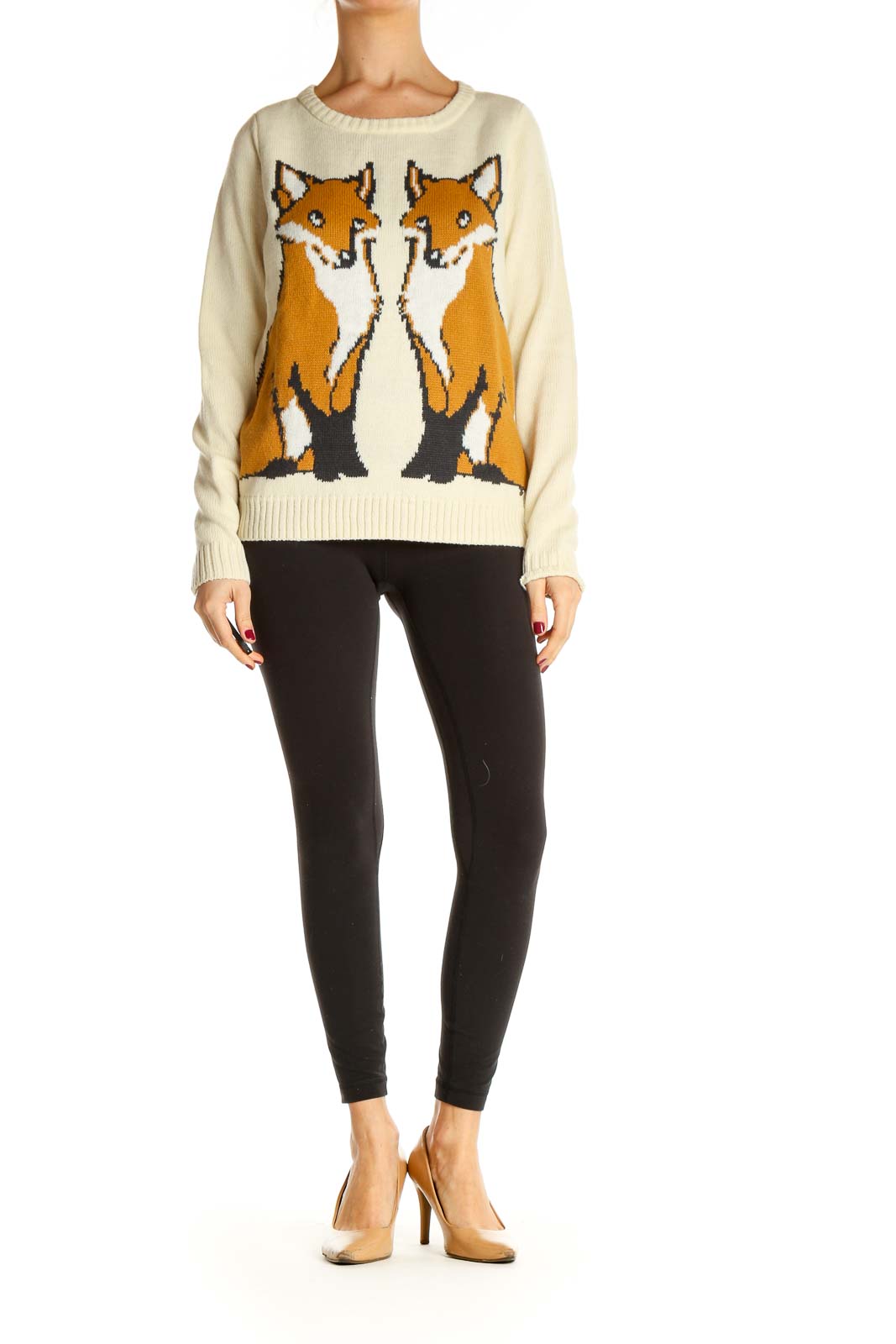 Orange Graphic Print All Day Wear Sweater