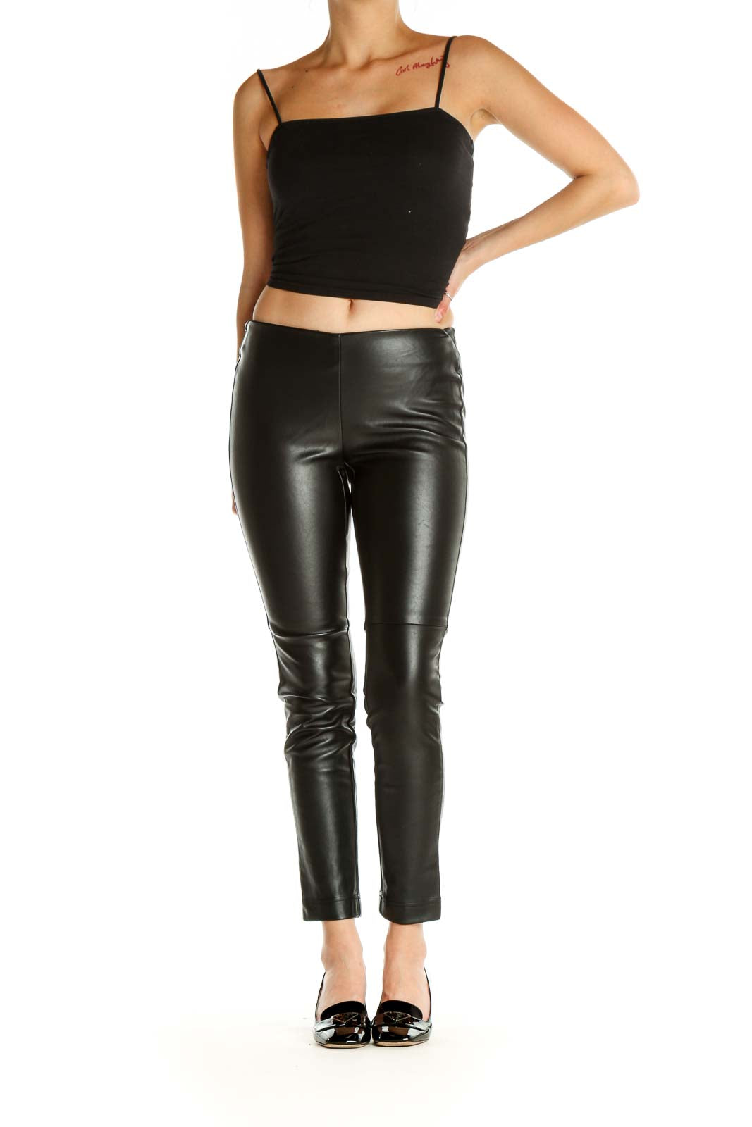 Black Textured All Day Wear Leggings