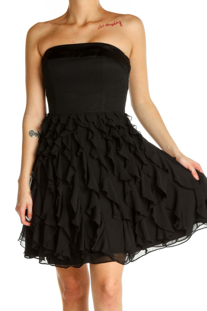 Black Solid Day Fit & Flare Dress