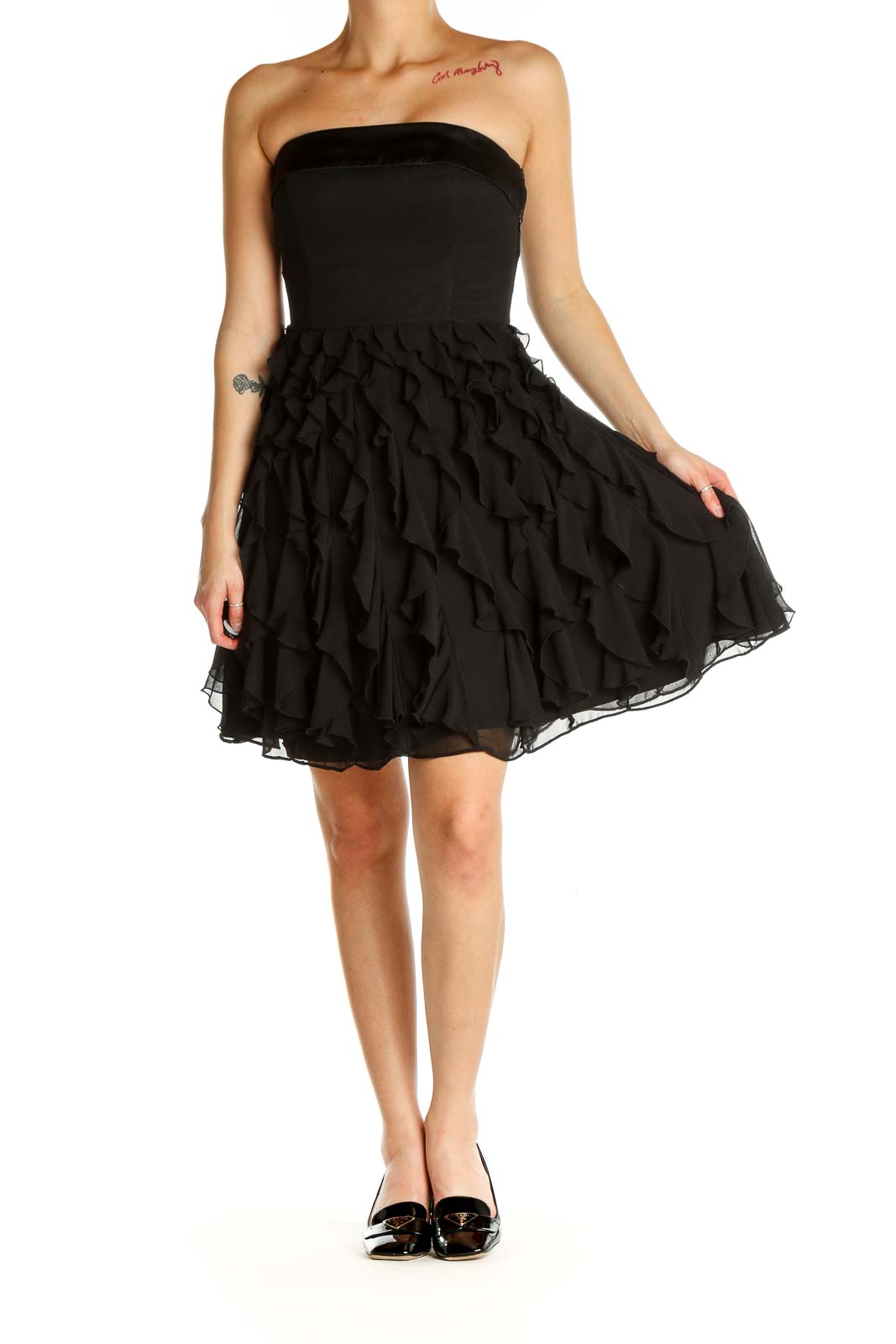 Black Solid Day Fit & Flare Dress