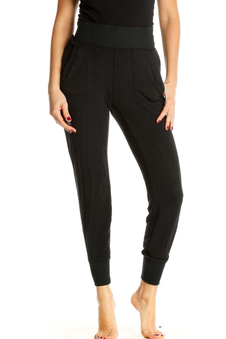 Black Solid Casual Trousers