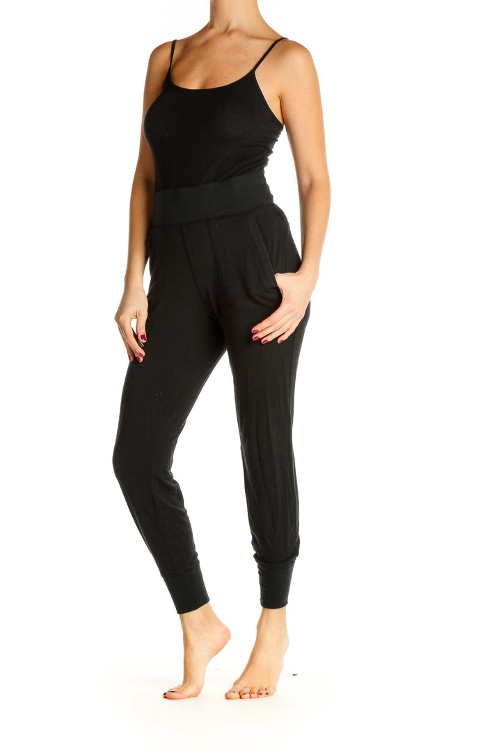 Black Solid Casual Trousers