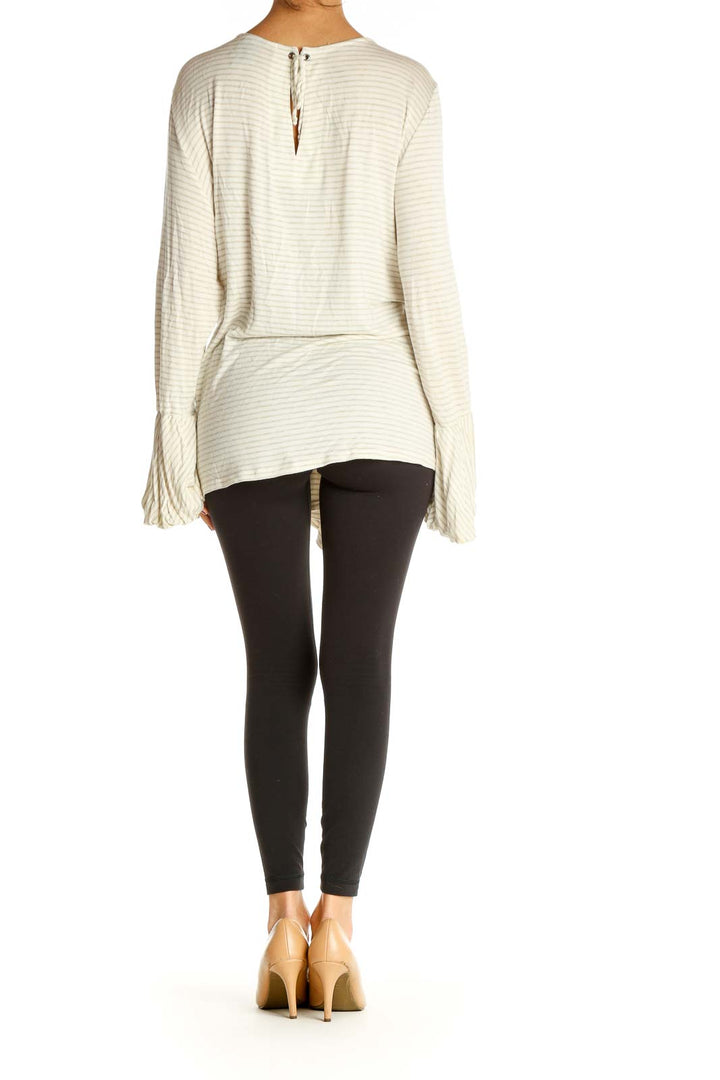 Beige Striped All Day Wear Sweater