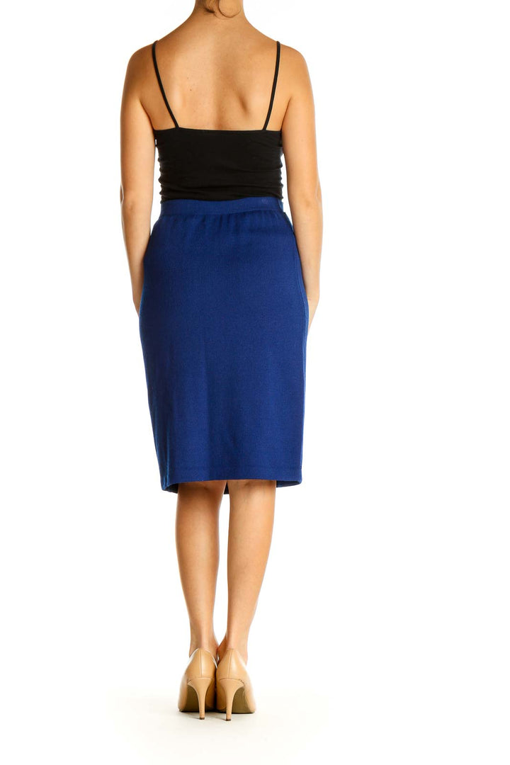 Blue Solid Brunch Pencil Skirt