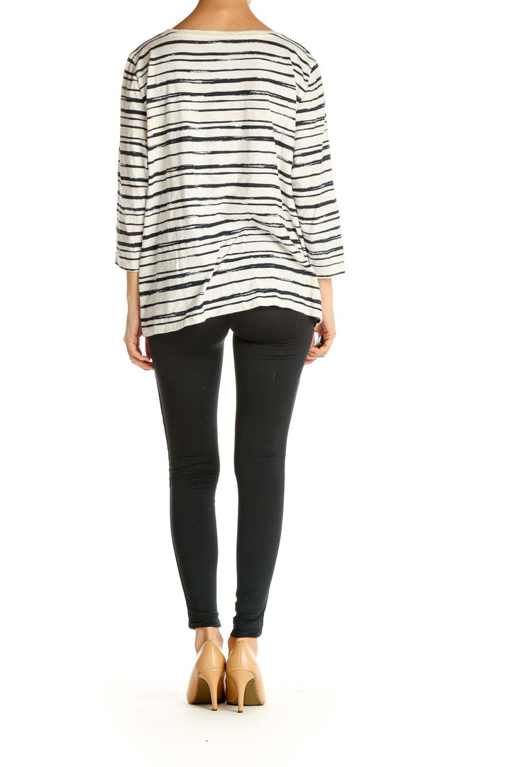 Beige Striped All Day Wear T-Shirt